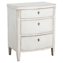 19th Century Gray Danish Bow Front Small Chest of Three Drawers or Nightstand