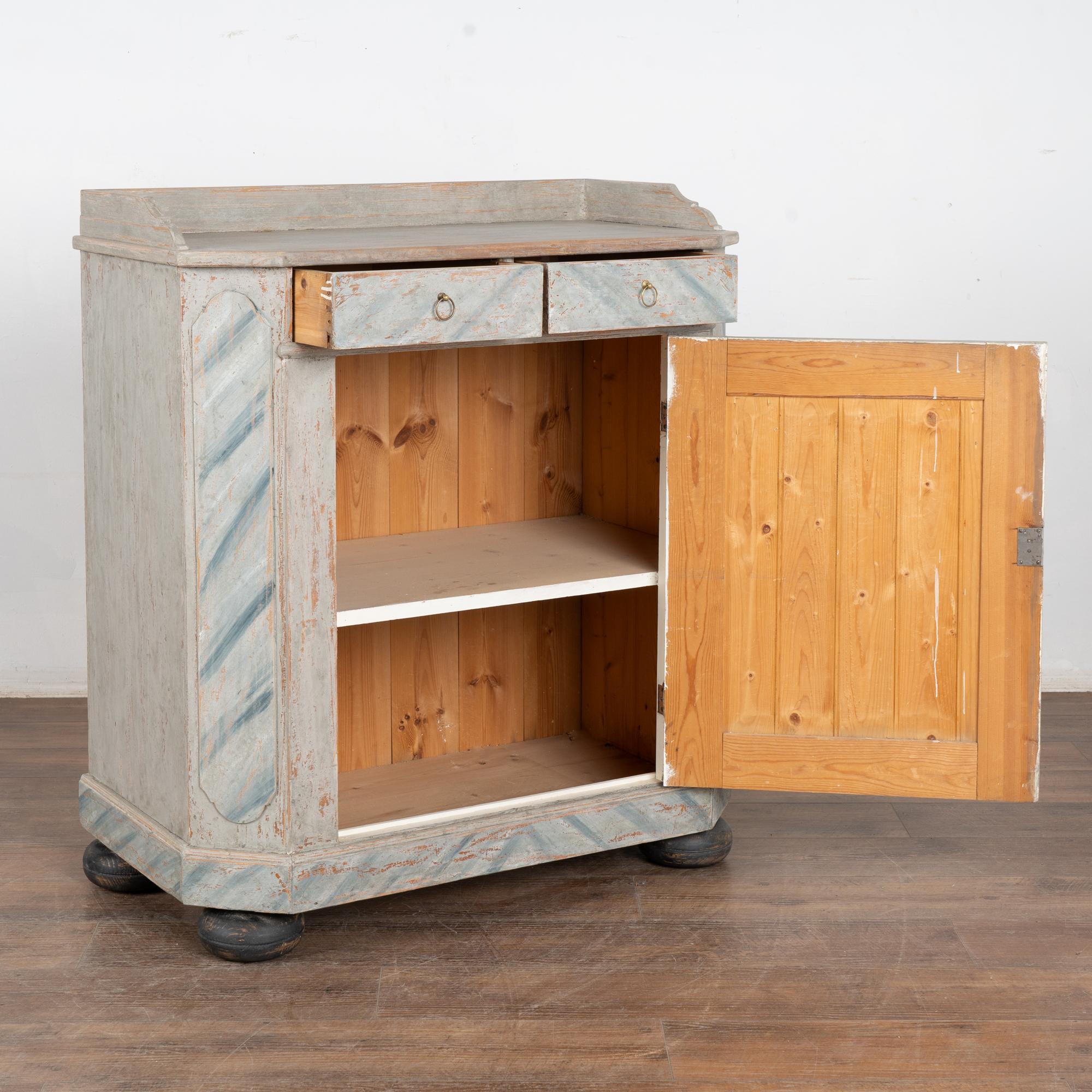 Folk Art 19th Century Gray Painted Pine Swedish Sideboard
