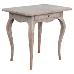 19th Century Gray Painted Swedish Side Table with Single Drawer