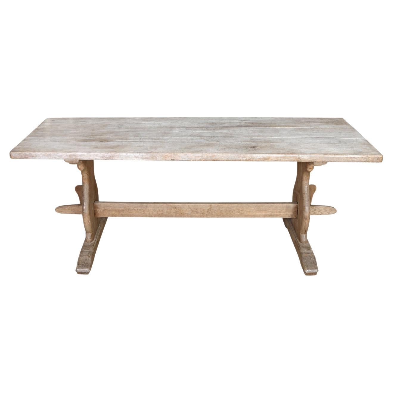 19th Century Gray Washed Dining Table For Sale at 1stDibs