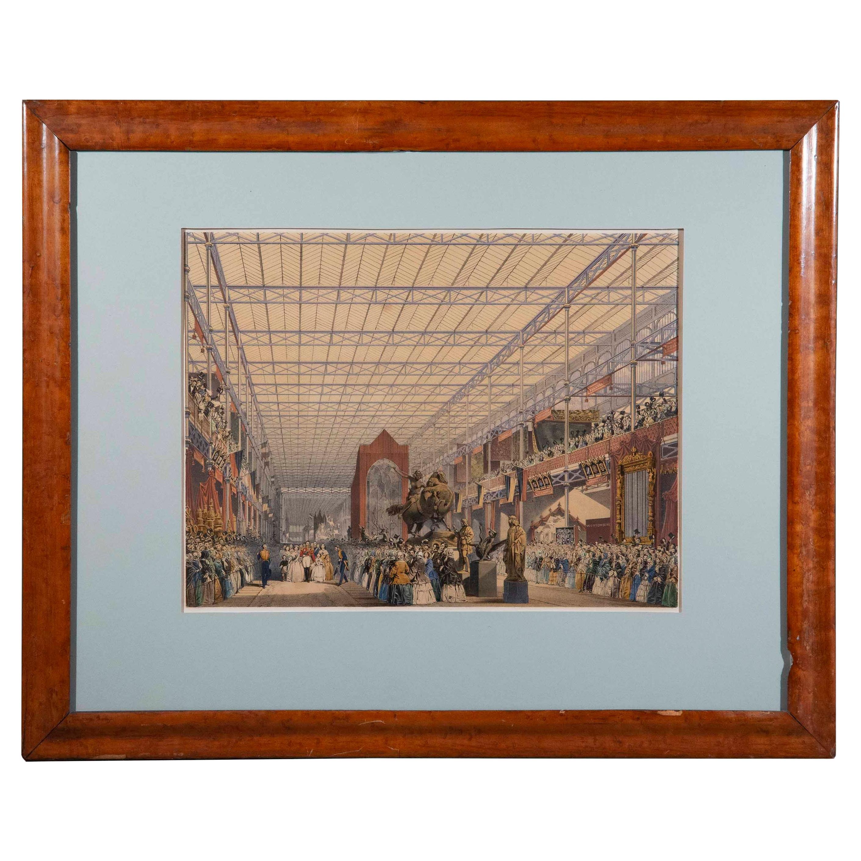 19th Century Great Exhibition of 1851 Print in Original Maple Frame