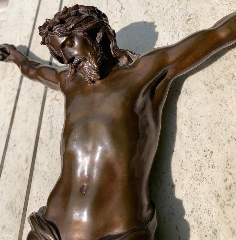 Rare and important bronze crucifix attributed to French ‘fondeur’ F. Barbedienne.
 
Ferdinand Barbedienne (1810-1892) does not need any further introduction, but that he also made top quality religious art is not known to many people. This