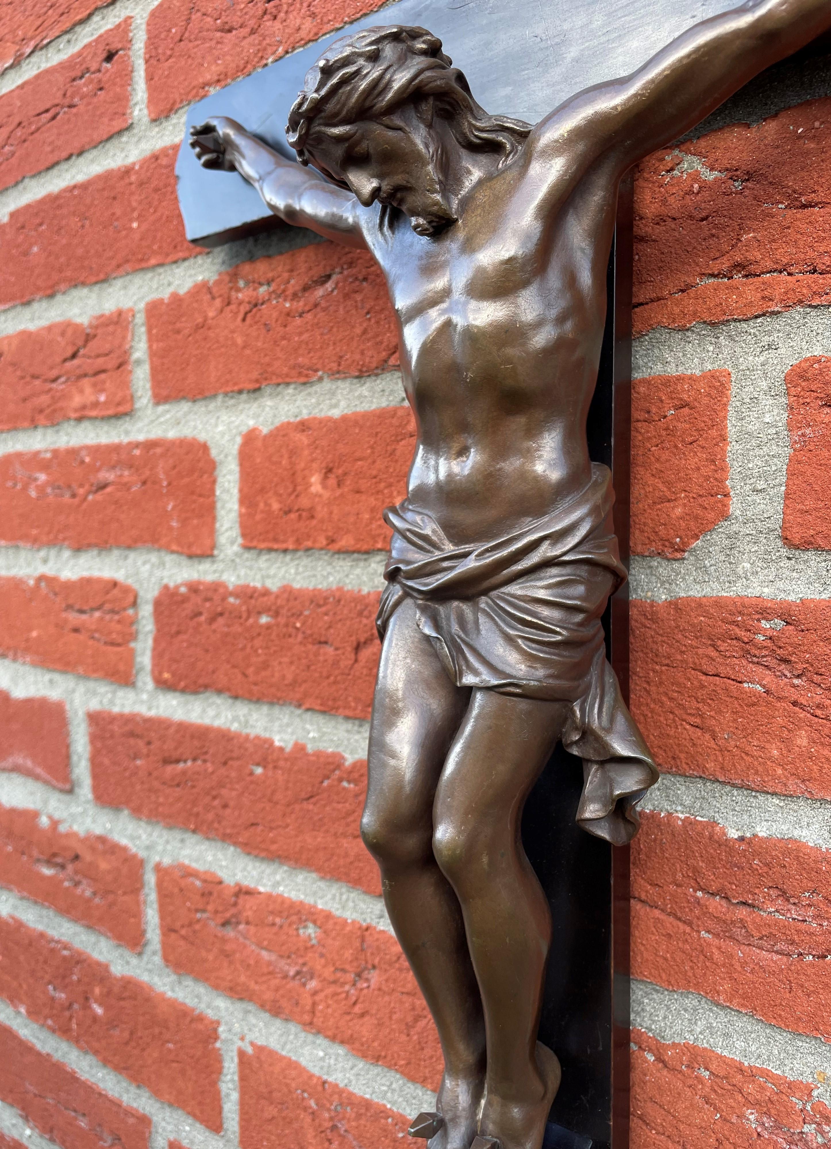 19th Century Great Quality Bronze Wall Crucifix Attributed to F. Barbedienne 14