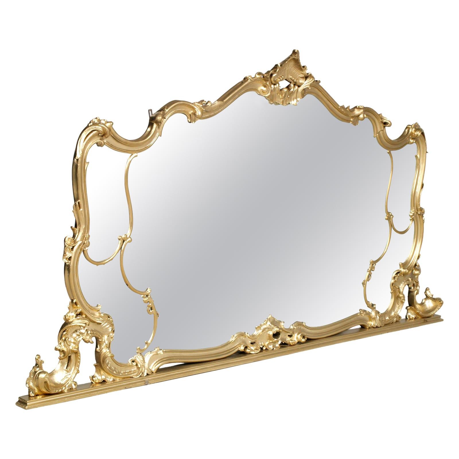 19th Century Great Venice Baroque Wall Mirror, Hand Carved Walnut Gold Leaf For Sale