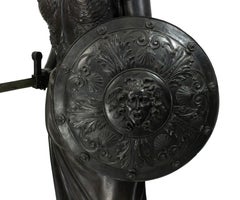 19th Century Grecian Style Bronze Military Statue of A Woman In Battle
