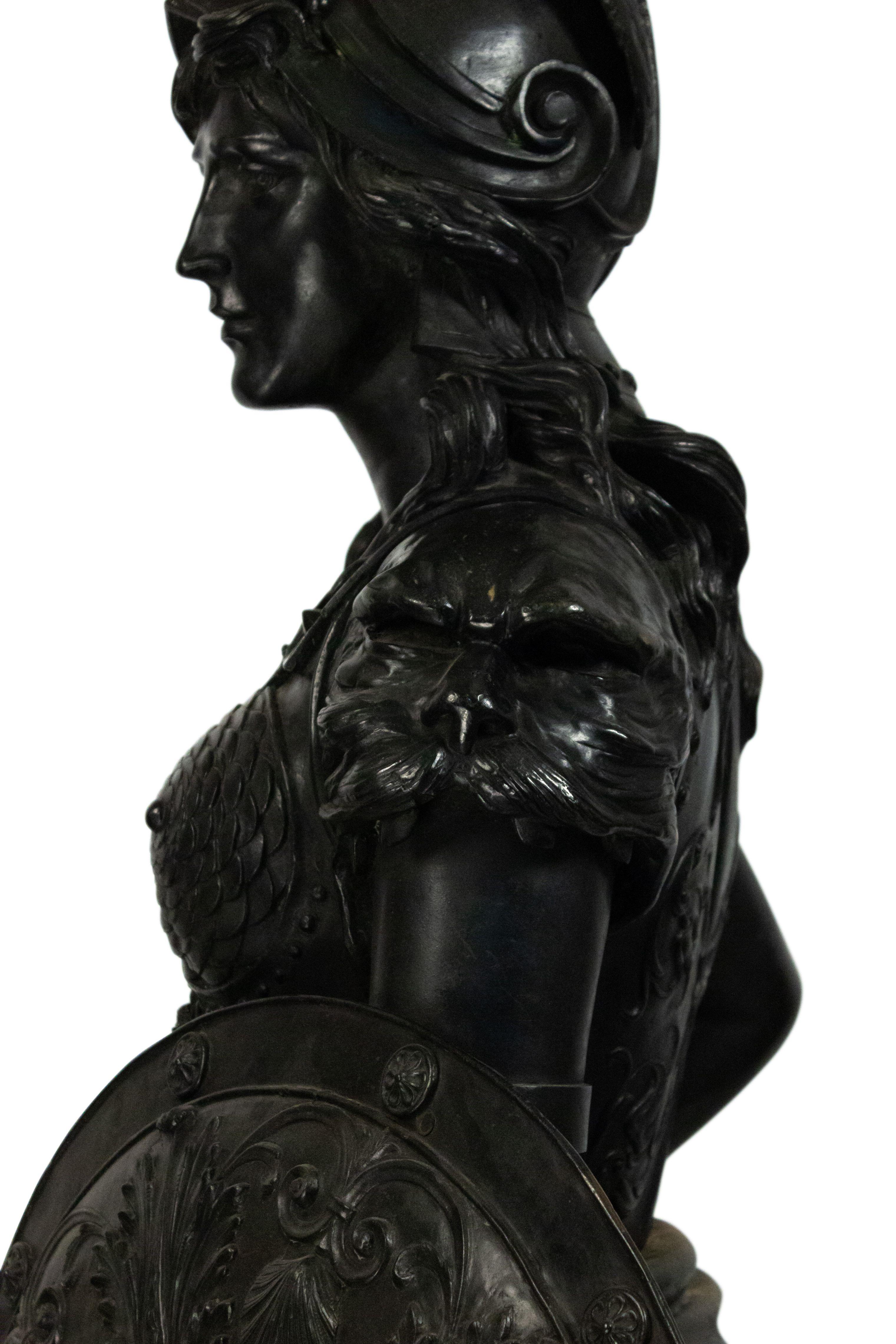 19th Century Grecian Style Bronze Military Statue of A Woman In Battle For Sale 2