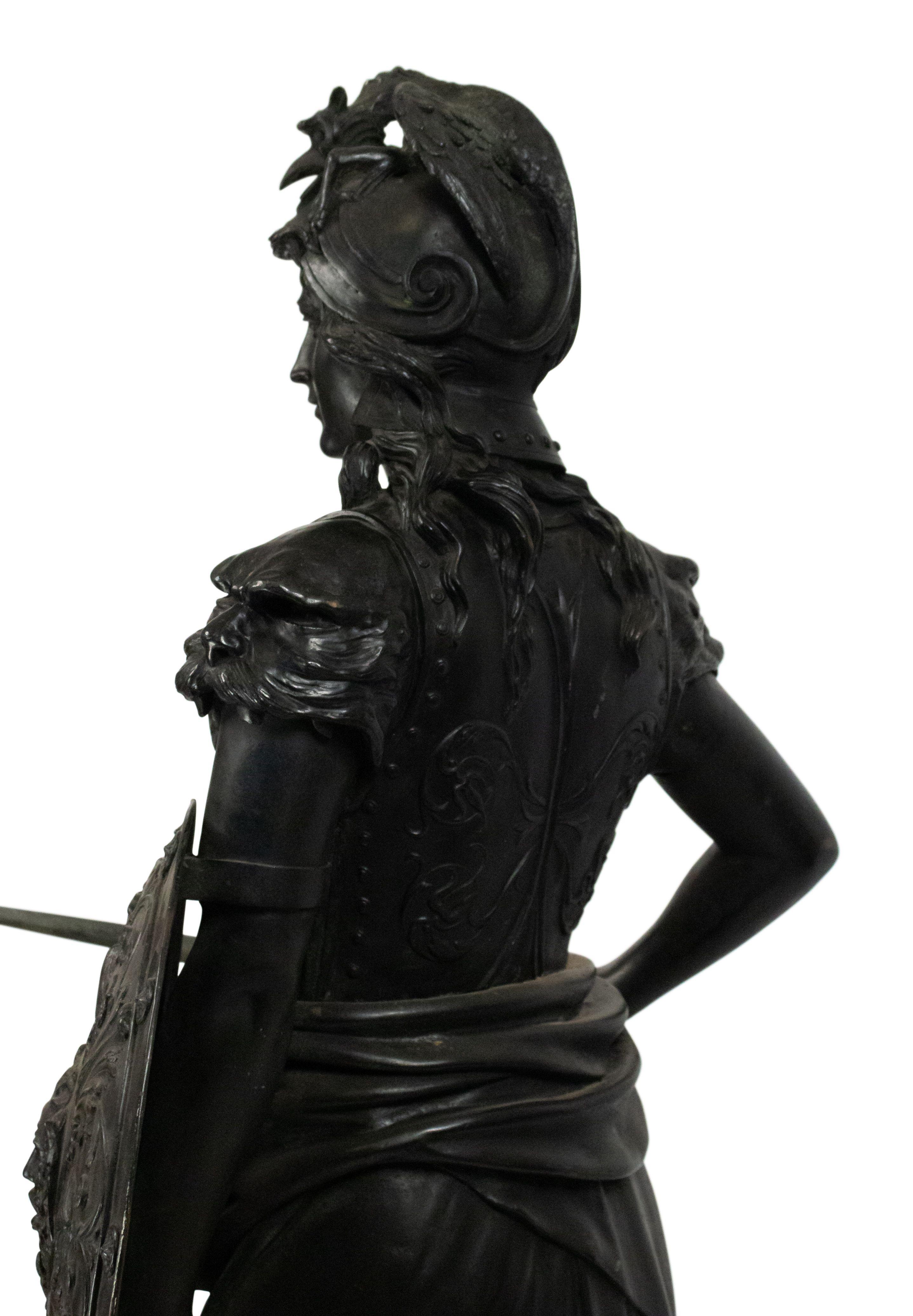 19th Century Grecian Style Bronze Military Statue of A Woman In Battle For Sale 3