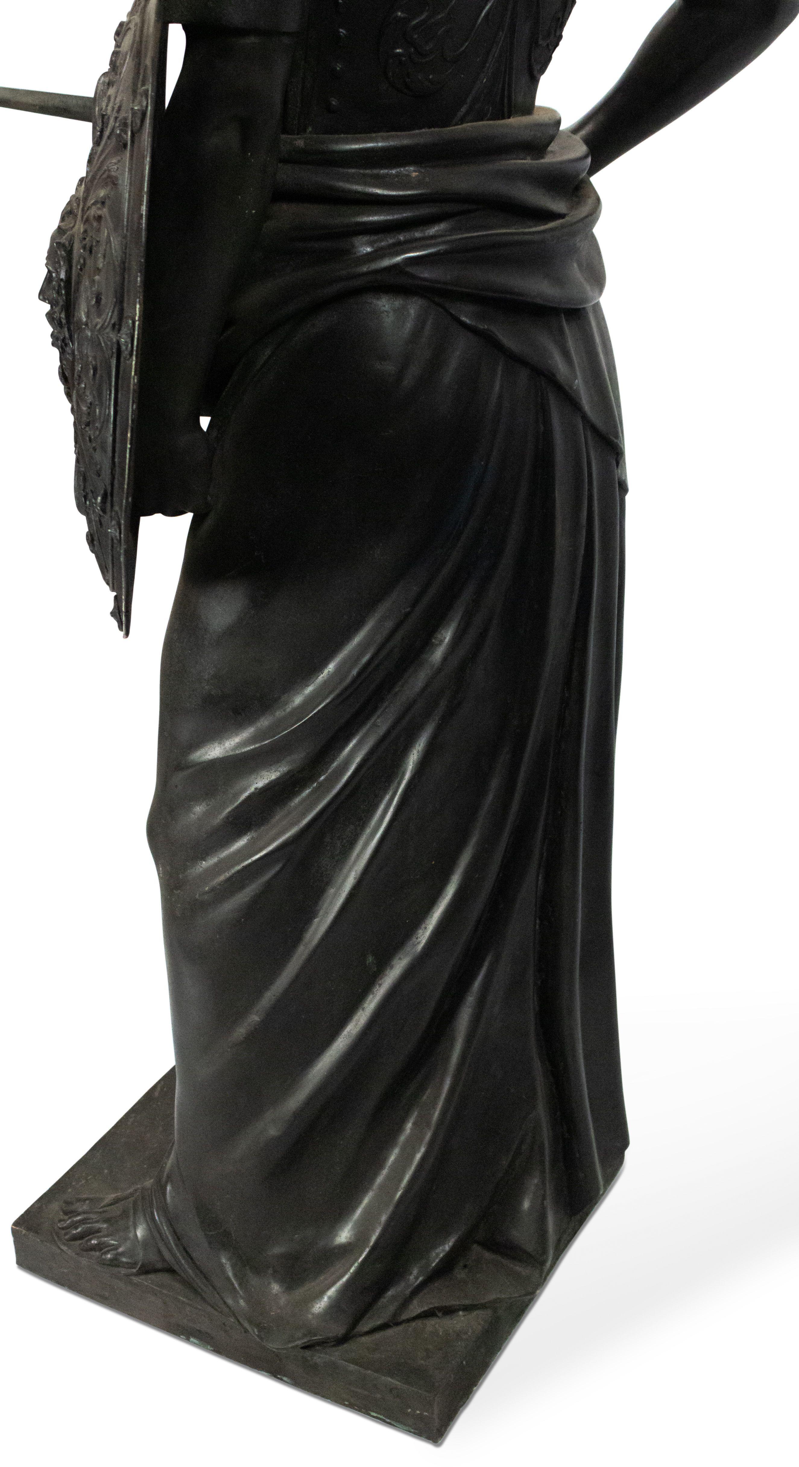 19th Century Grecian Style Bronze Military Statue of A Woman In Battle For Sale 4