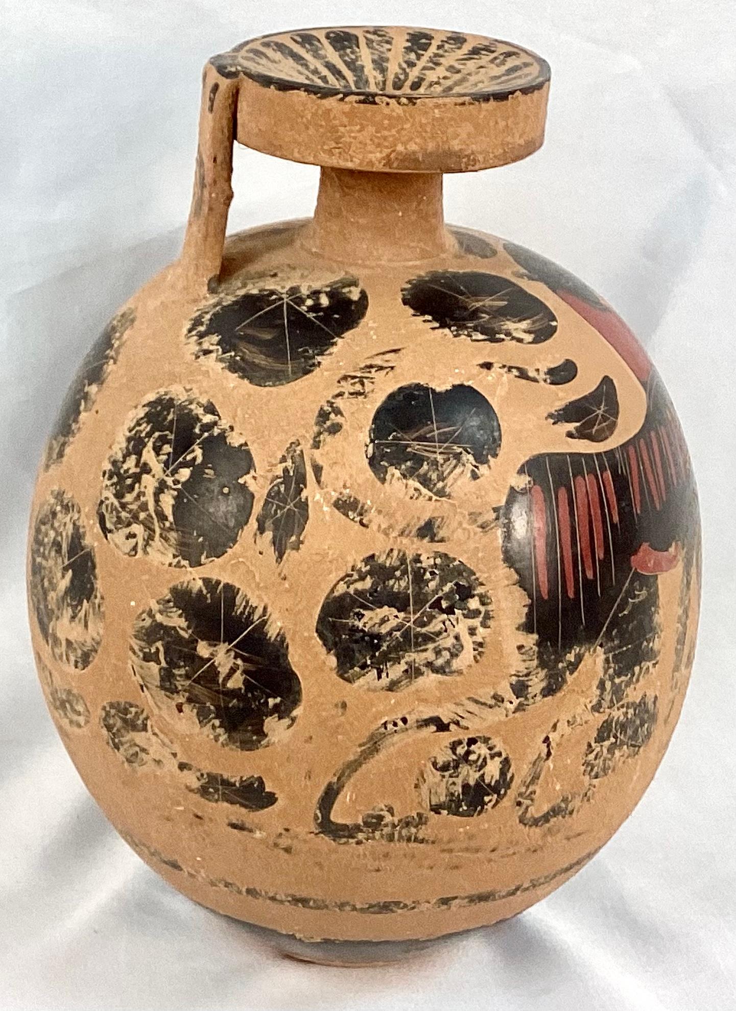 19th Century Greek Grand Tour Terracotta Aryballos (Oil Flask) In Good Condition For Sale In Bradenton, FL