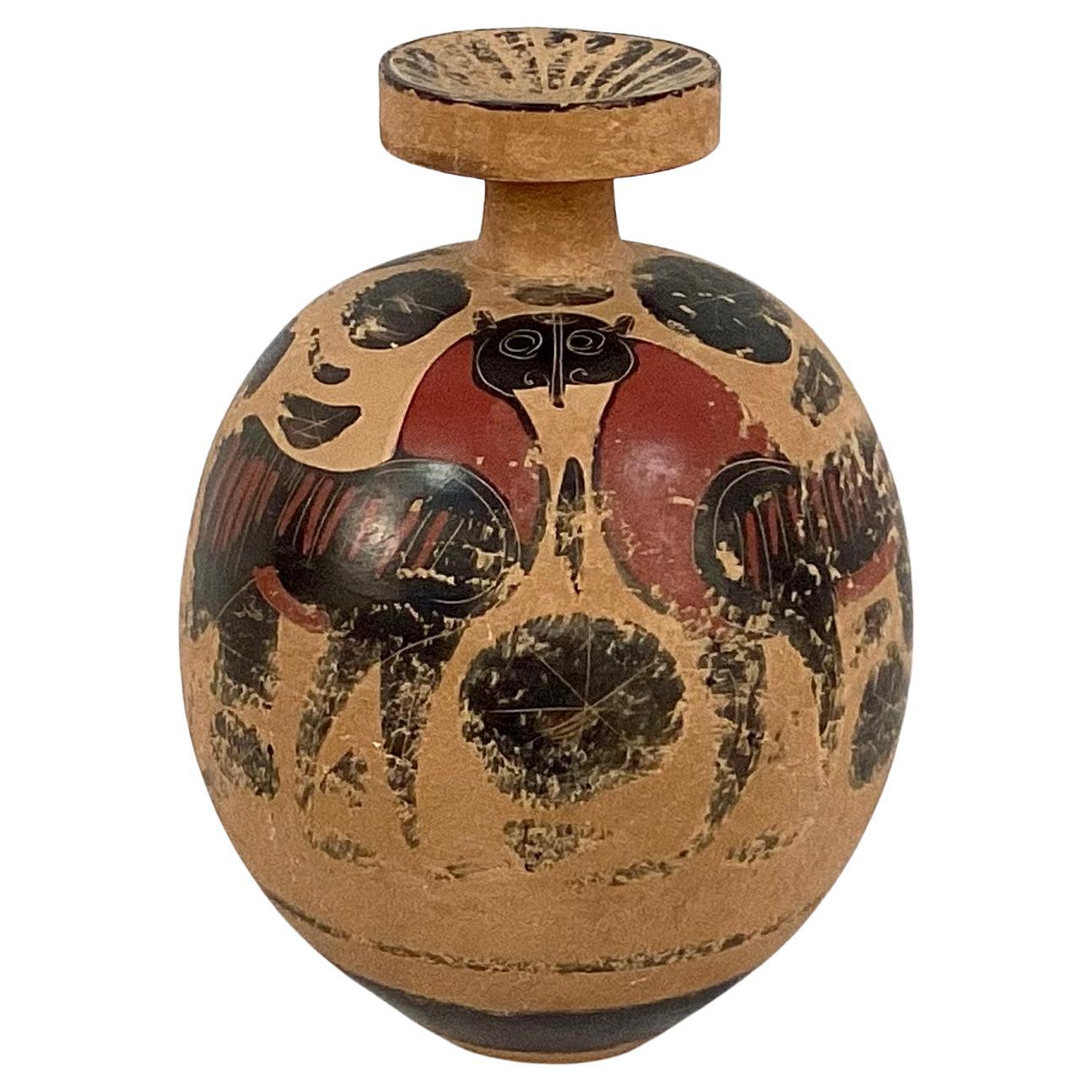 Aryballos (fiaschetta per olio) in terracotta del Grand Tour greco del XIX secolo