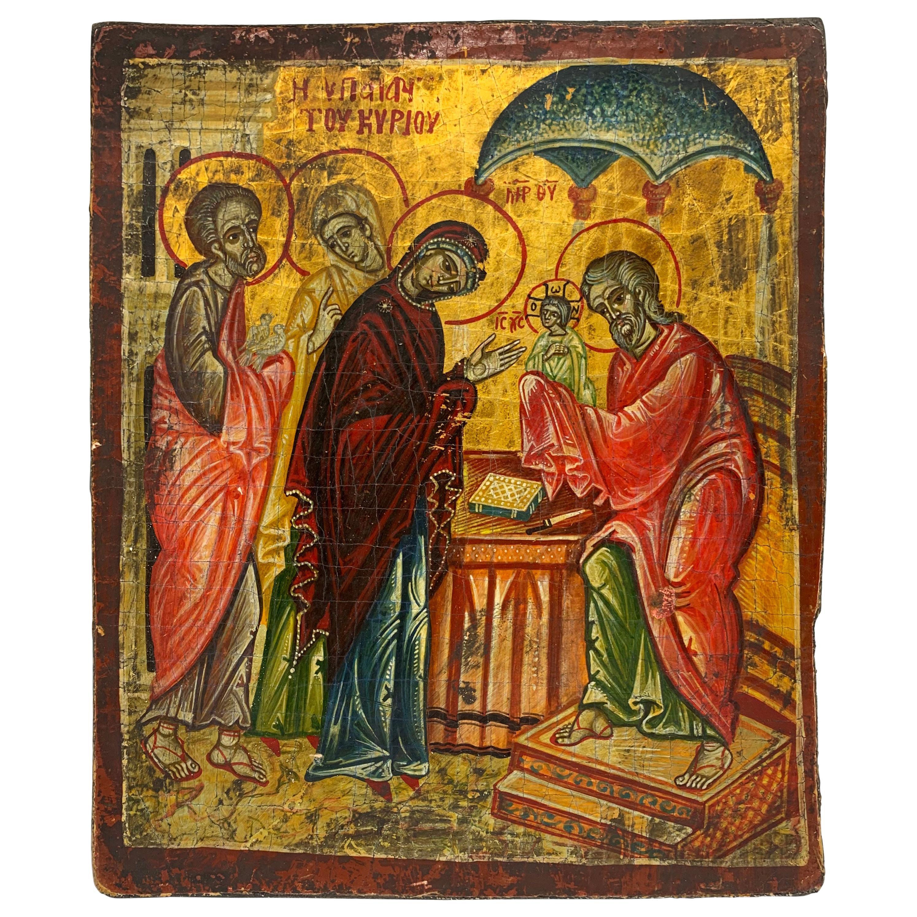 19th Century Greek Icon, Presentation of Christ in the Temple