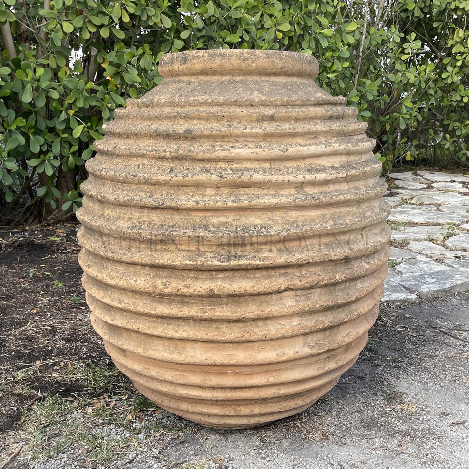 19th Century Greek Pair of Large Antique Peloponnese Terra Cotta Olive Jars In Good Condition For Sale In West Palm Beach, FL