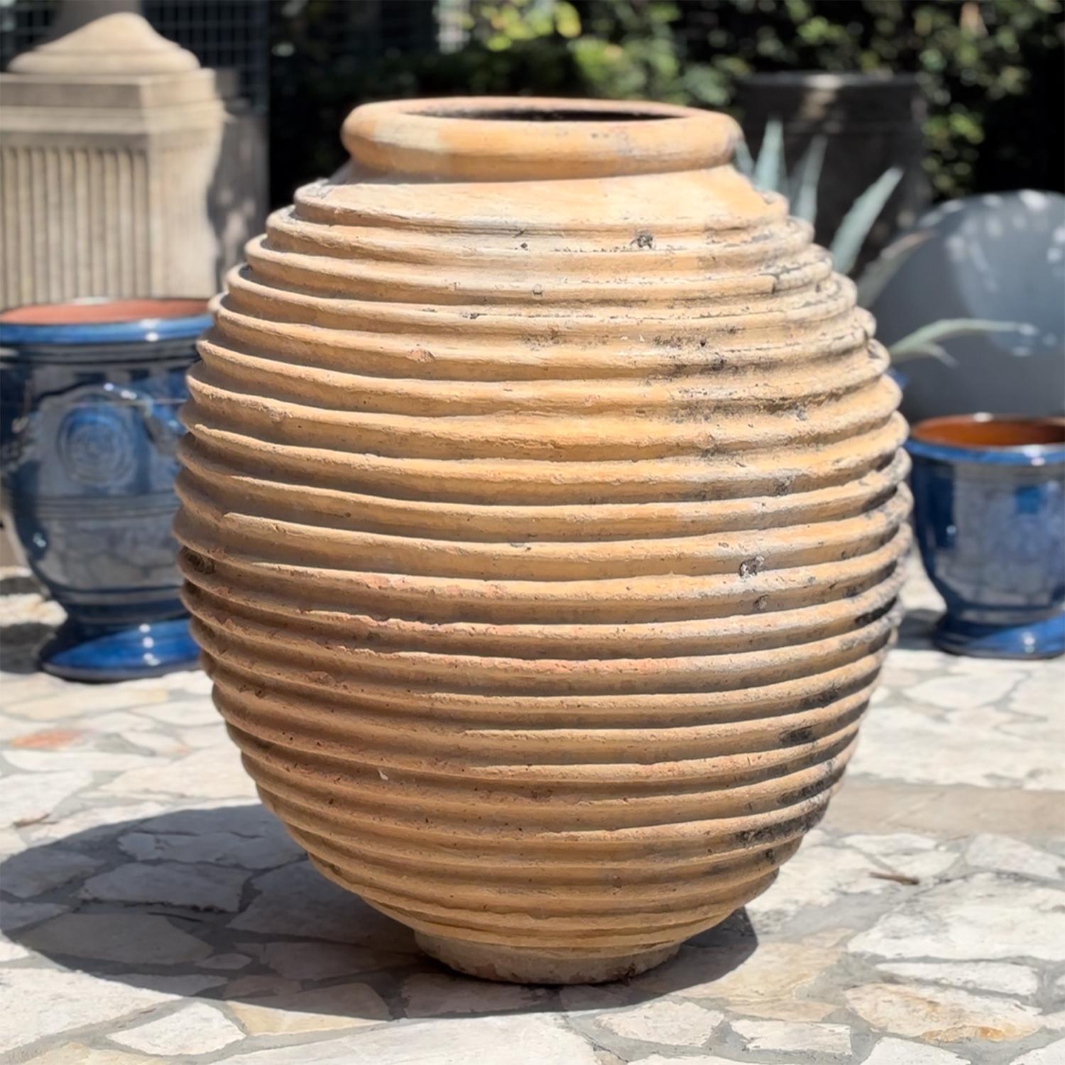19th Century Greek Pair of Large Antique Peloponnese Terra Cotta Olive Jars For Sale 2