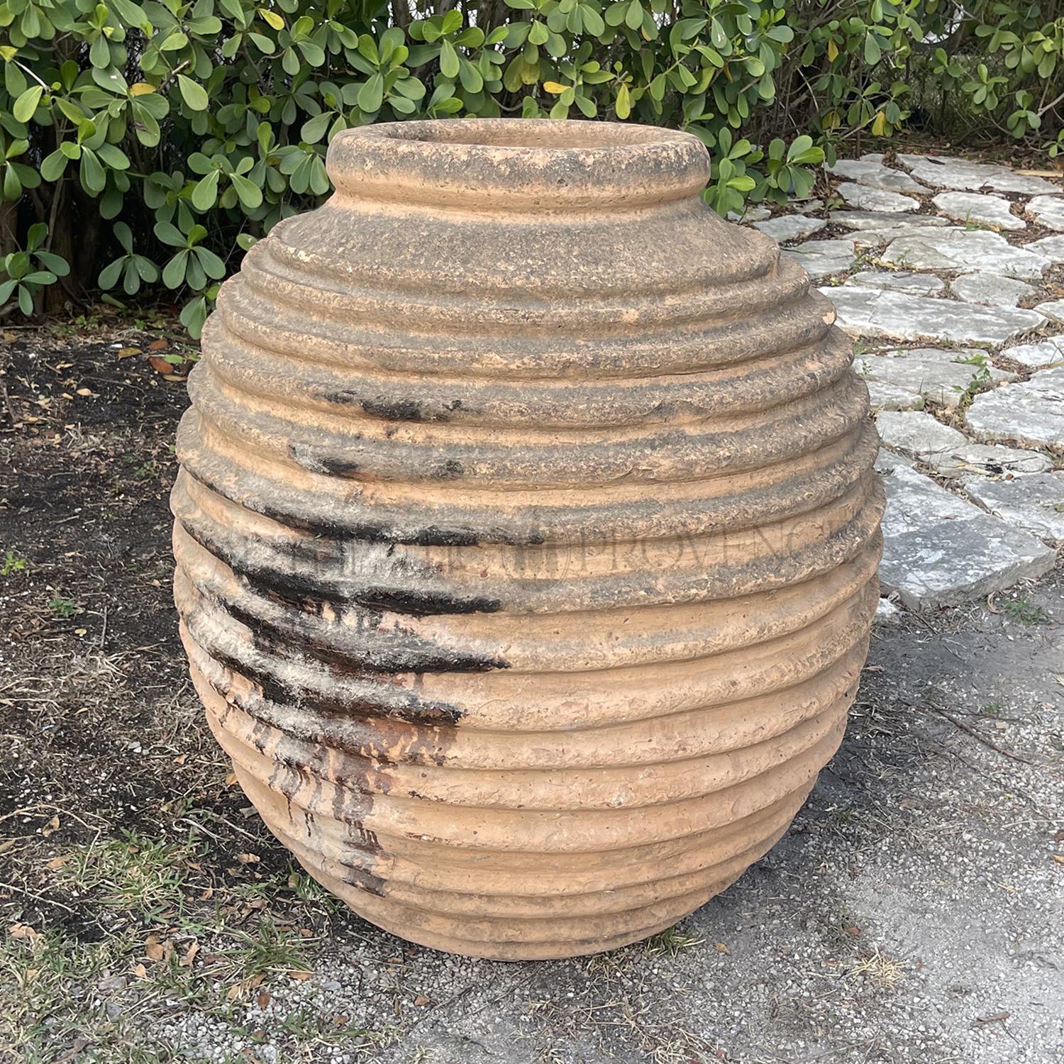 19th Century Greek Pair of Large Antique Peloponnese Terra Cotta Olive Jars For Sale 3