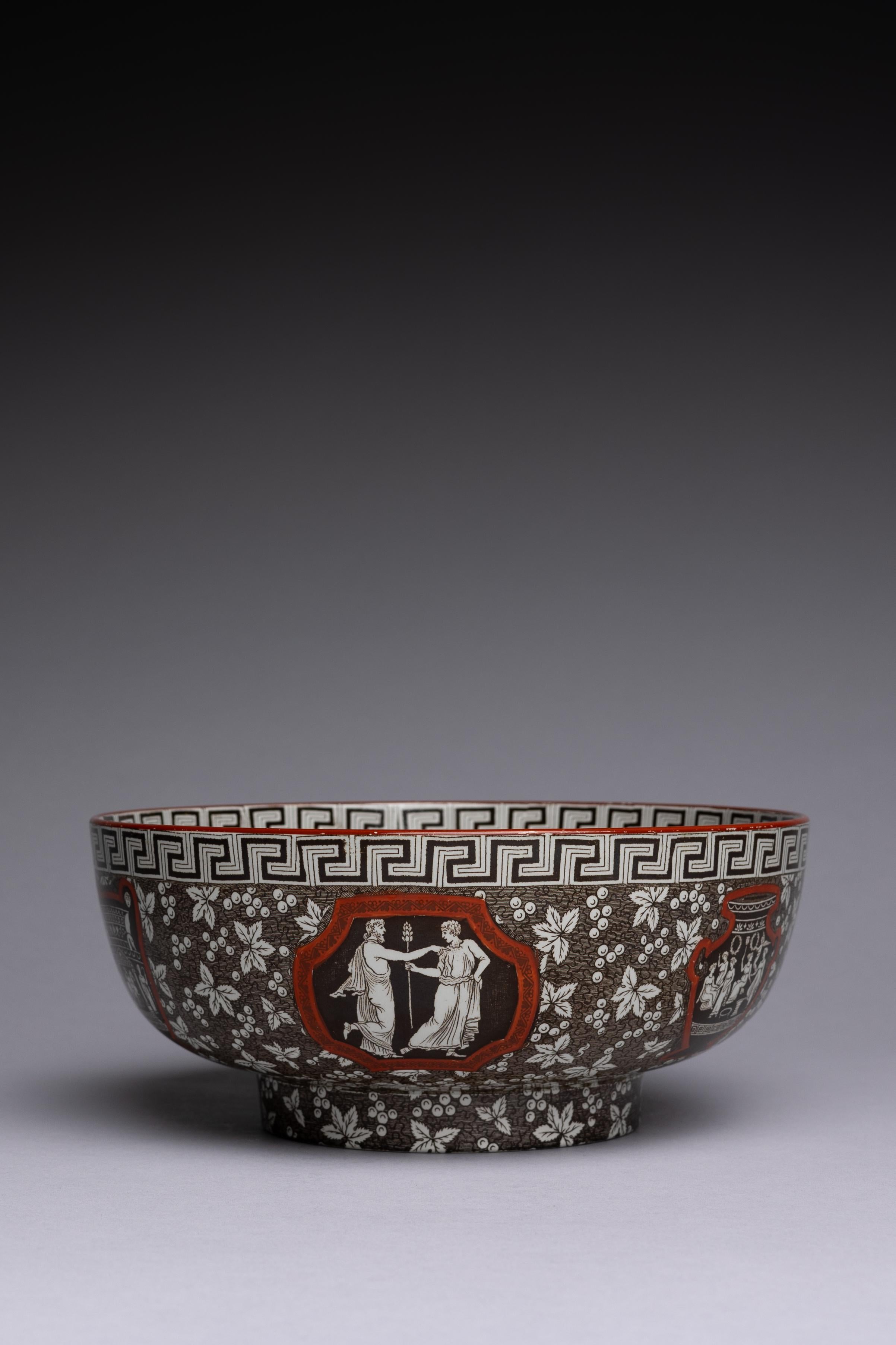 A vibrant Neoclassical Revival decorative bowl in the 'Greek' pattern made by Copeland Spode in the late 19th century.

Sir William Hamilton’s Collection of Etruscan, Greek and Roman antiquities, first published in 1766 by Pierre d’Hancarville, was