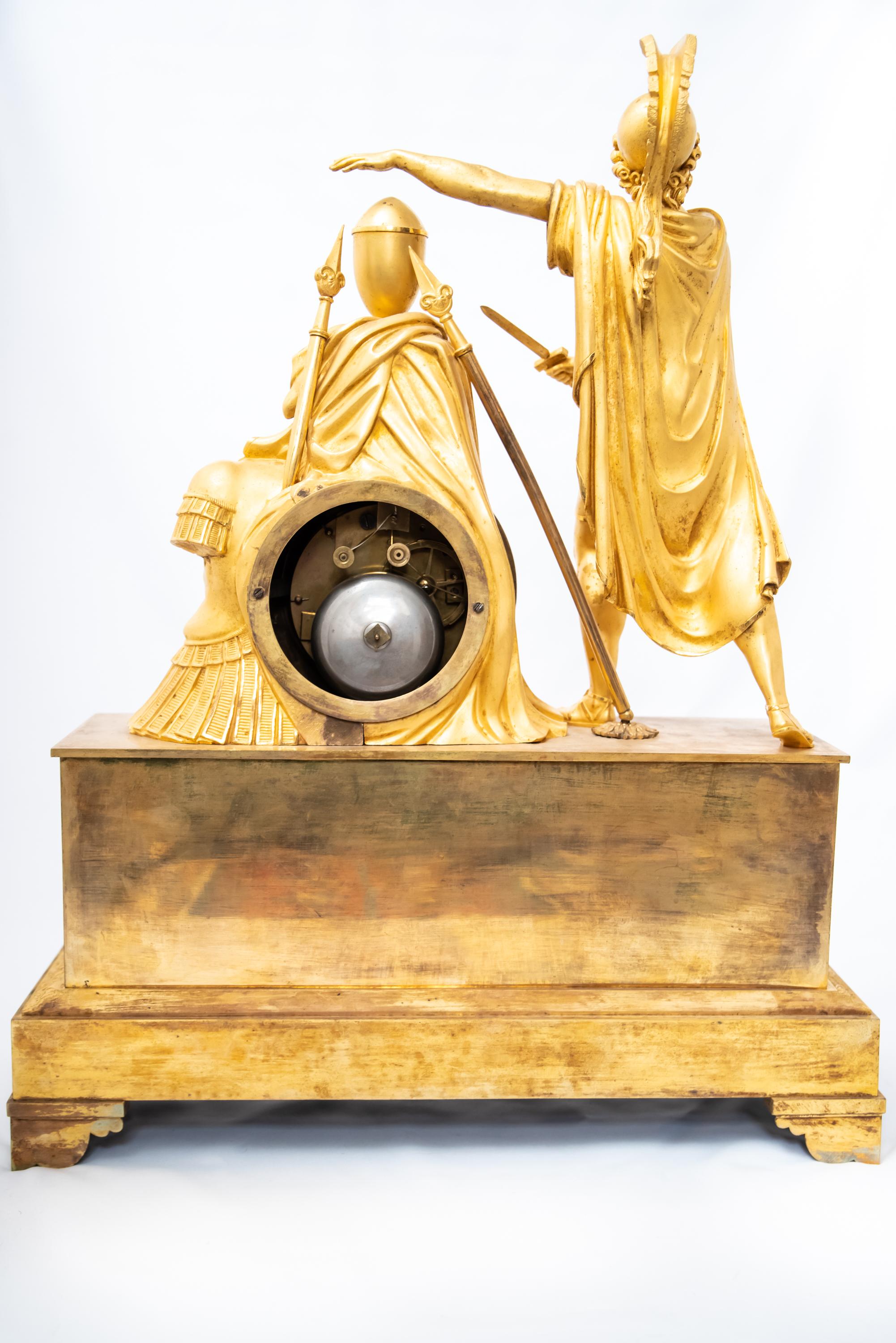 19th Century Greek Soldier Gilded Bronze Clock For Sale 8