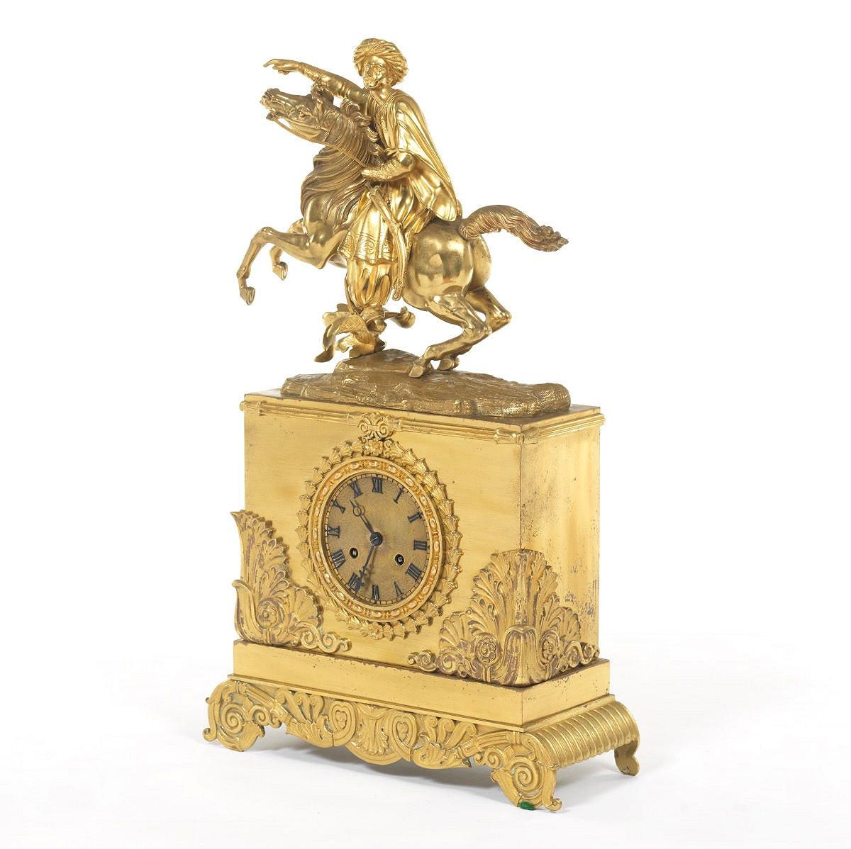 19th Century Greek subject  French Gilt Bronze Mantel Clock Retailed by Tiffany In Good Condition In New York, NY