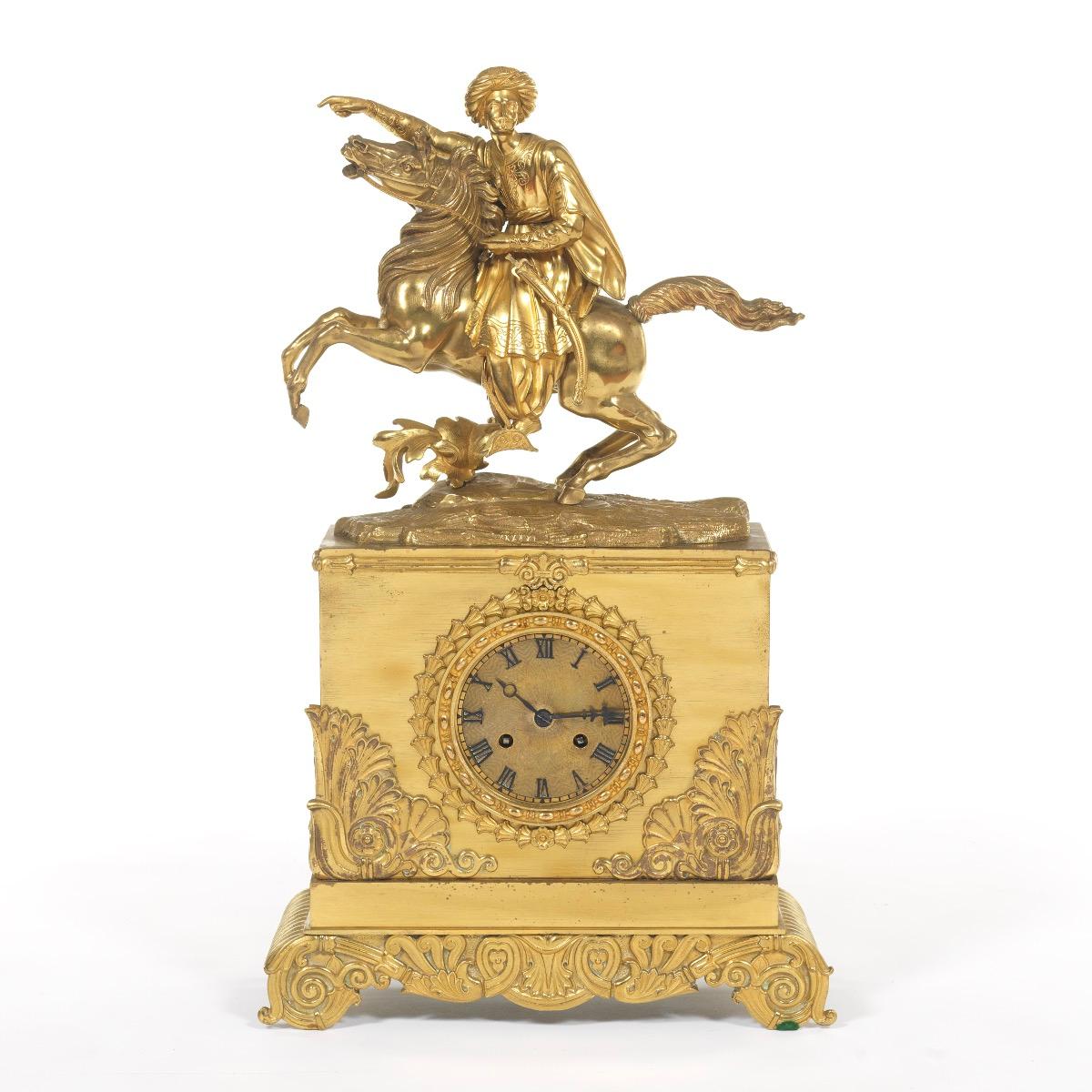 Metal 19th Century Greek subject  French Gilt Bronze Mantel Clock Retailed by Tiffany