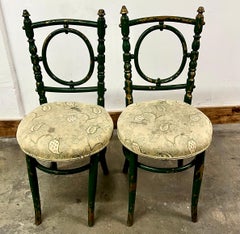 19th Century Green and Gold Bentwood Chairs with Heavy Patination