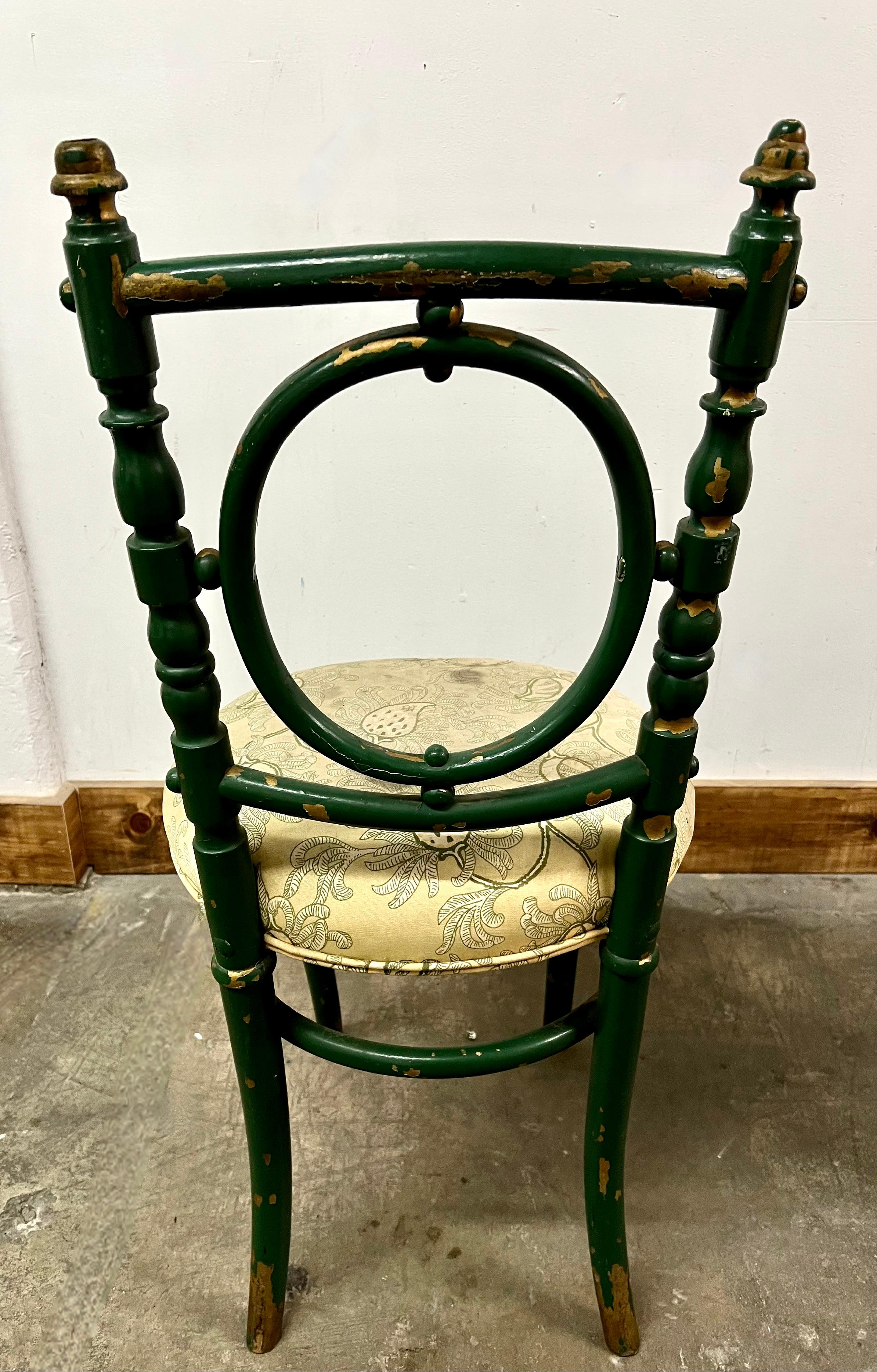 19th Century Green and Gold Bentwood Chairs with Heavy Patination For Sale 1