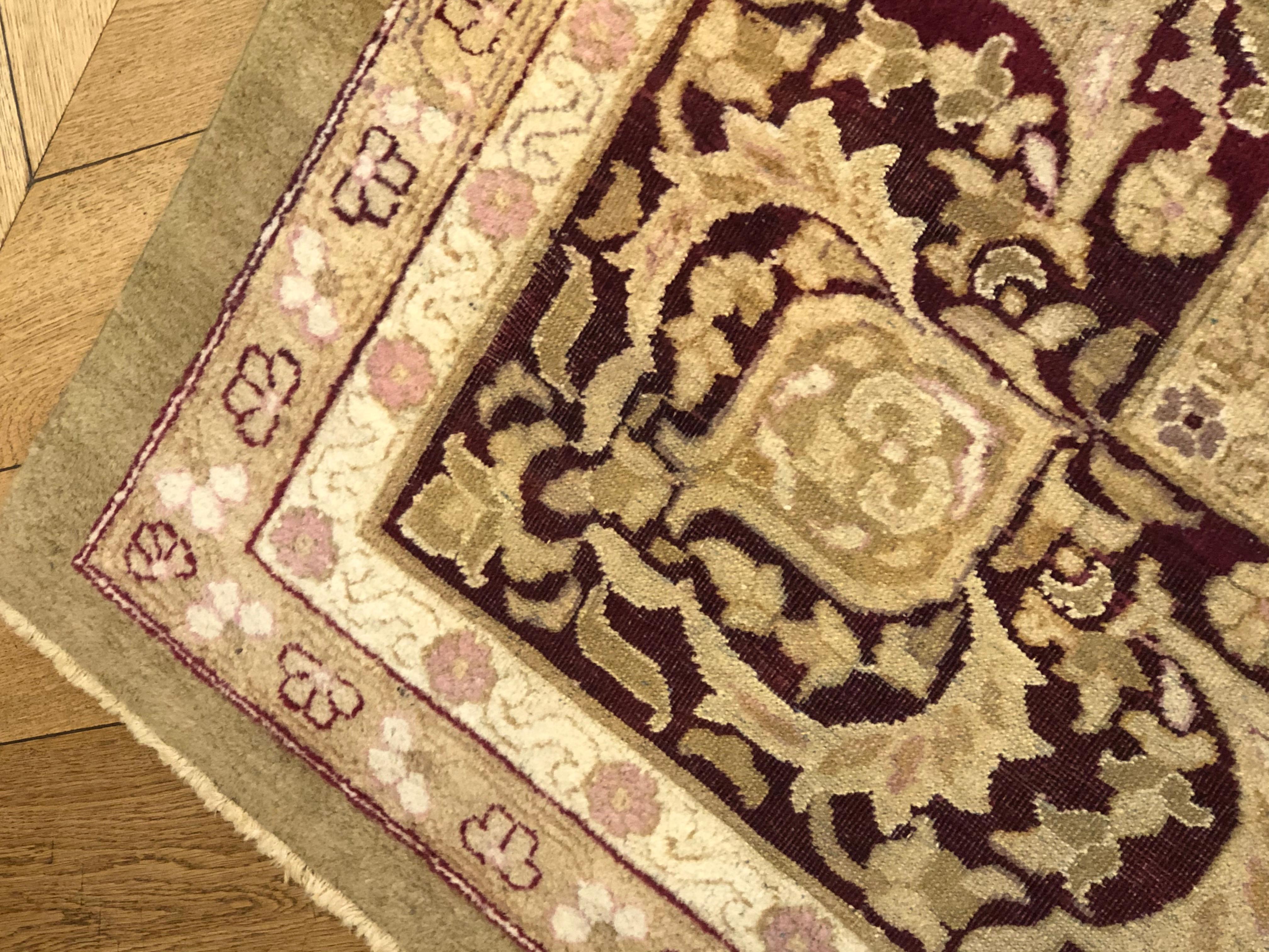 19th Century Green and Purple Red Amritzar Rug € 20.000, ca 1890 In Good Condition For Sale In Firenze, IT