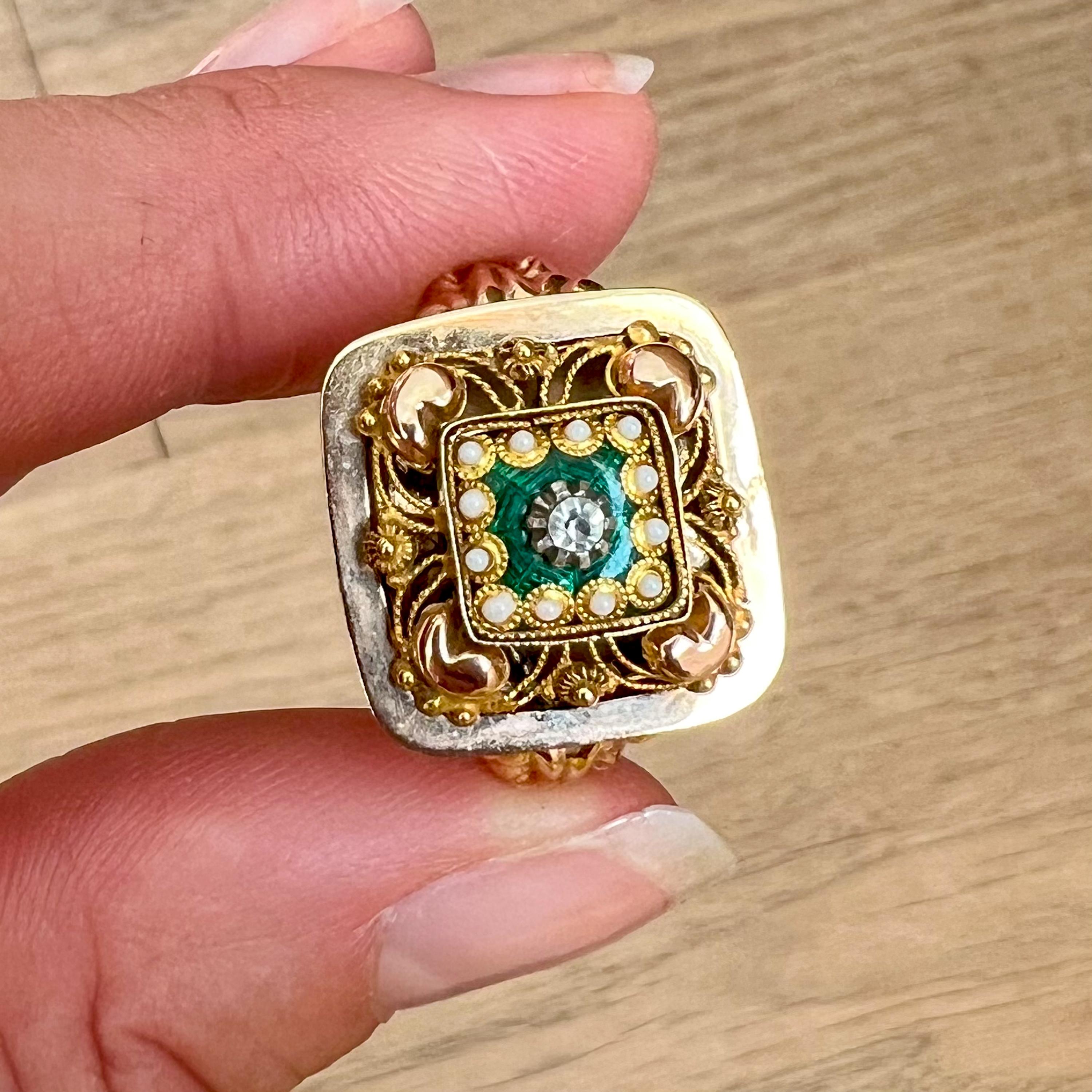 14k green gold ring