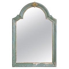 19th Century Green French Arch Top Mercury Mirror