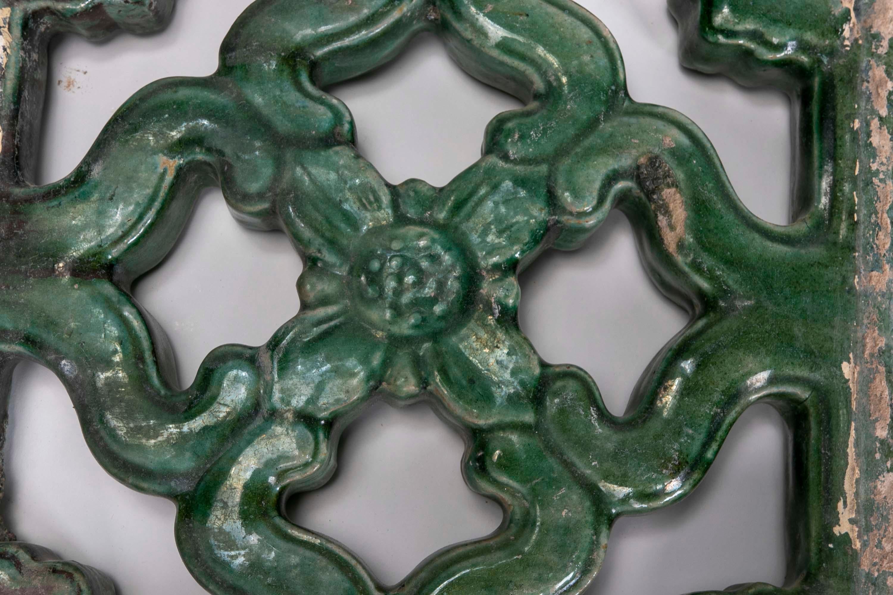 19th Century Green Glazed Oriental Tile For Sale 5