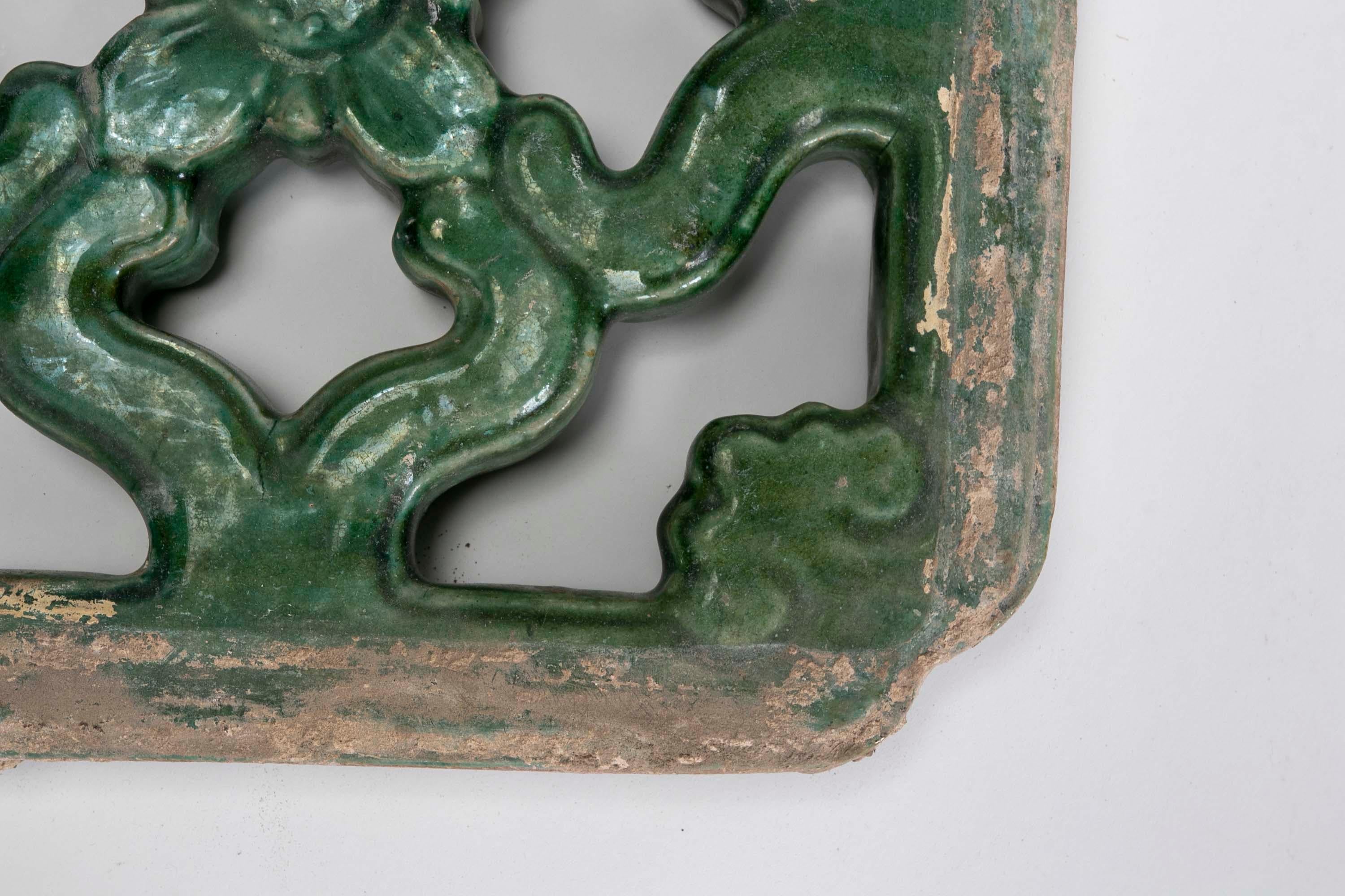 19th Century Green Glazed Oriental Tile For Sale 7