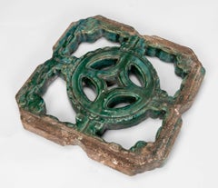 19th Century Green Glazed Oriental Tile