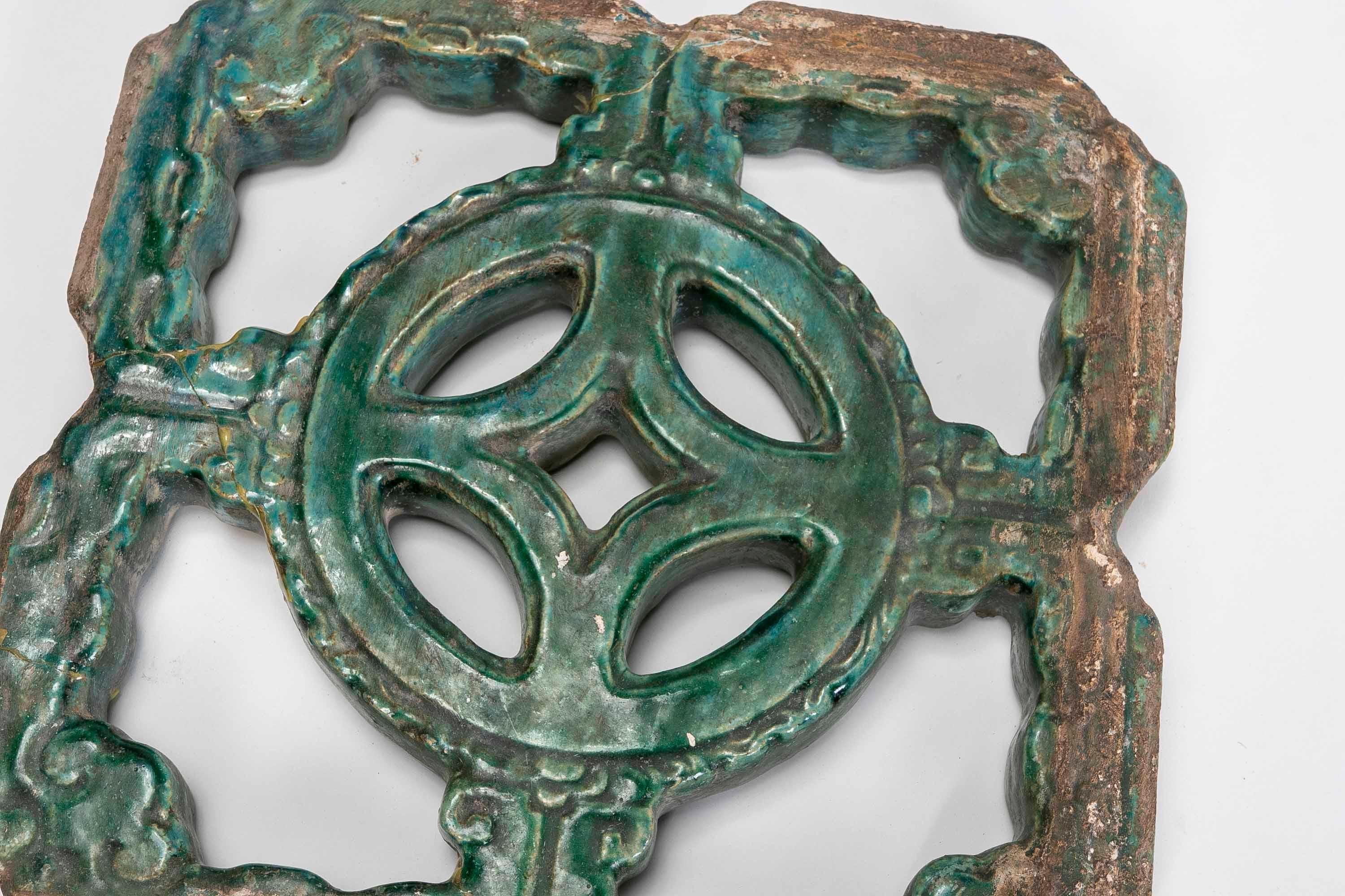 Grün glasierte orientalische Kacheln des 19. Jahrhunderts (Keramik) im Angebot