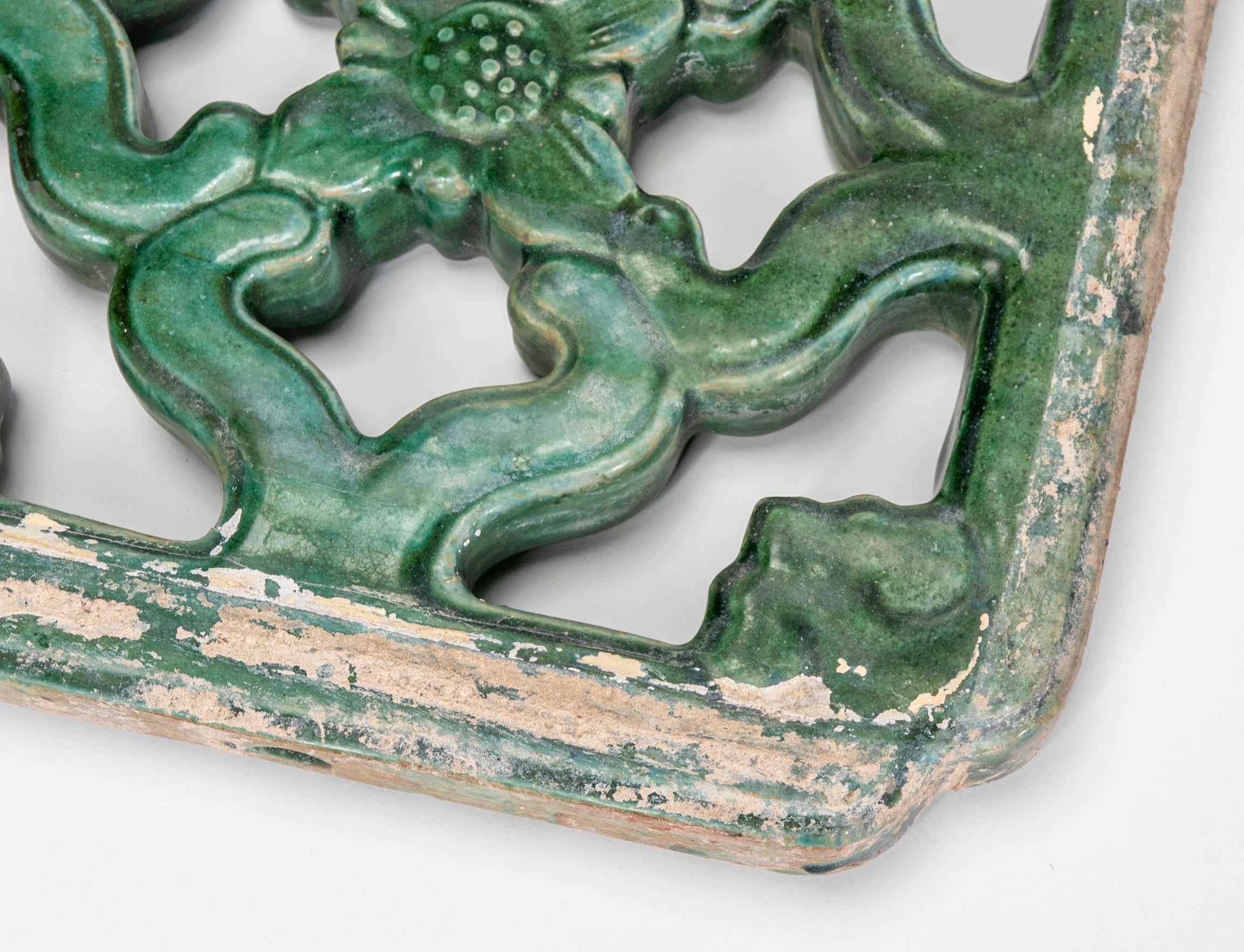 19th Century Green Glazed Oriental Tile For Sale 2