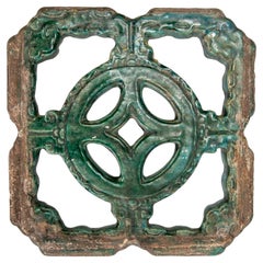Used 19th Century Green Glazed Oriental Tile