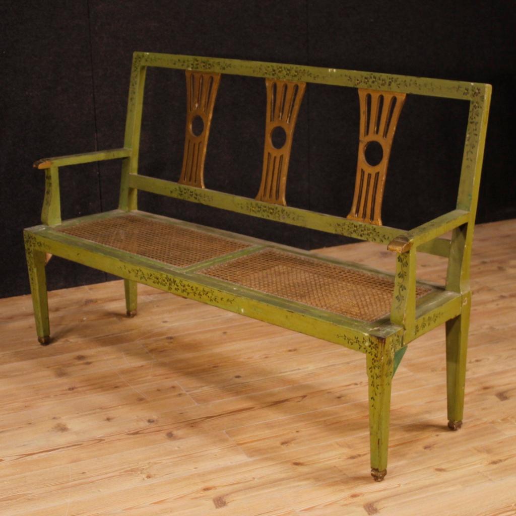 19th Century Green Lacquered Painted and Giltwood Italian Sofa, 1880 6
