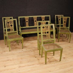 19th Century Green Lacquered Painted and Giltwood Italian Sofa, 1880