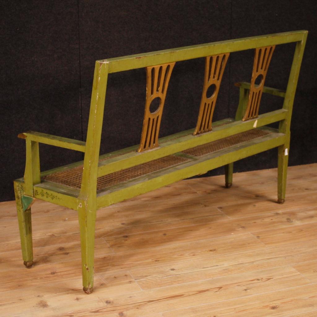 19th Century Green Lacquered Painted and Giltwood Italian Sofa, 1880 3