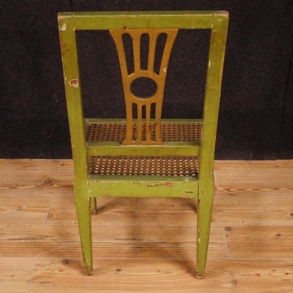 19th Century Green Lacquered Painted Giltwood Italian 6 Chairs, 1880 6