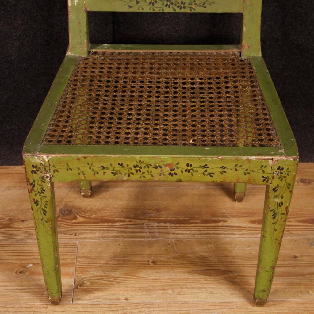 19th Century Green Lacquered Painted Giltwood Italian 6 Chairs, 1880 3