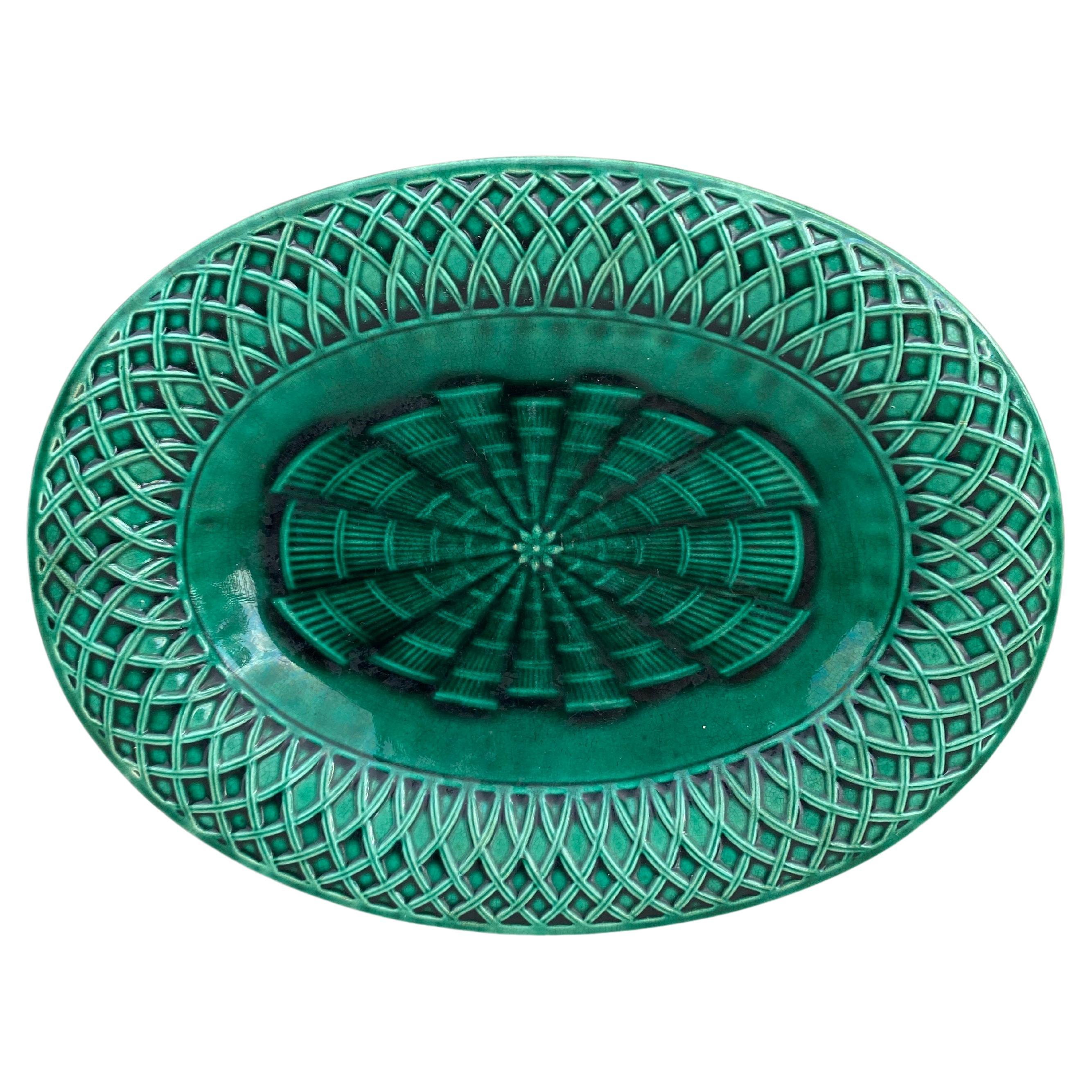 19th Century Green Majolica Cake Stand Minton