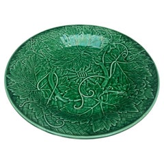 19th Century Green Majolica Leaves Plate Wedgwood