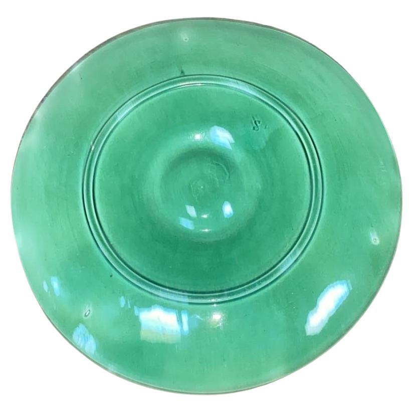 Rustic 19th Century Green Majolica Oyster Plate For Sale