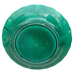 19th Century Green Majolica Sunflower Plate Wedgwood