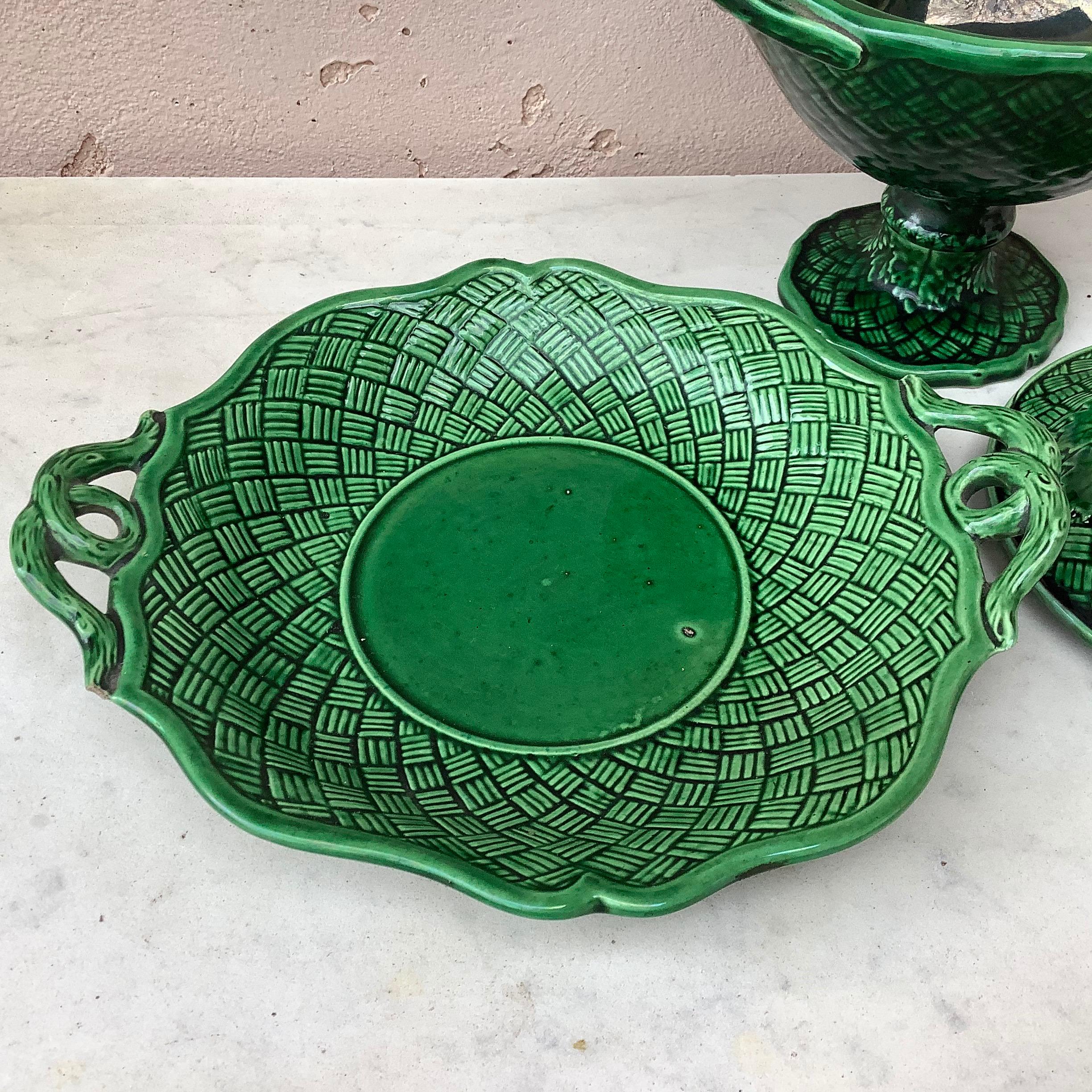 Late 19th Century 19th Century Green Majolica Tureen with Stand Bordeaux
