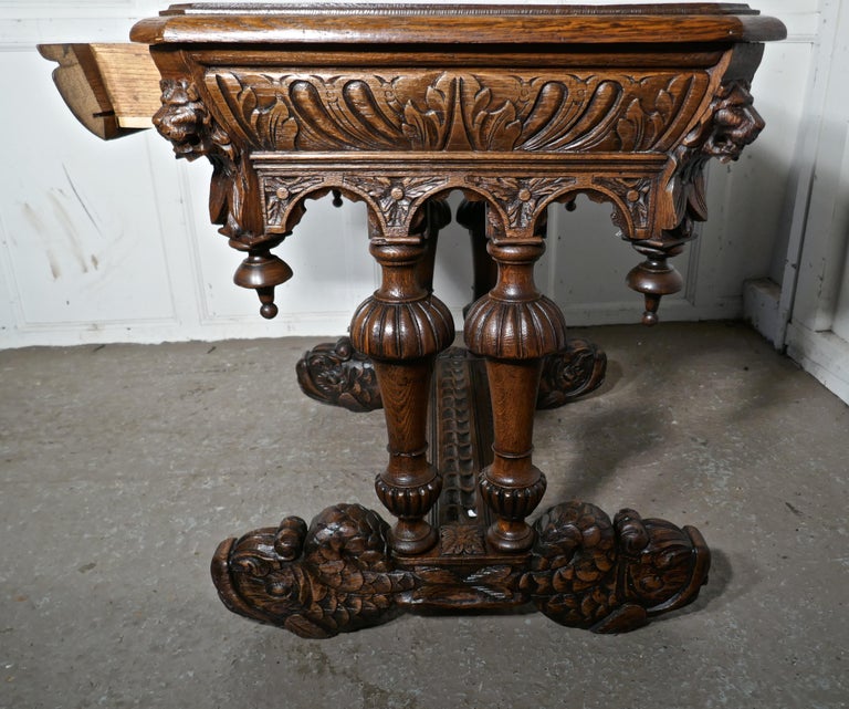 19th Century Green Man Carved Golden Oak Hall or Centre Table at 1stDibs