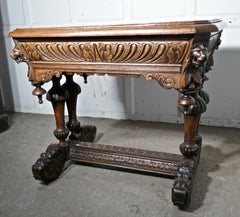19th Century Green Man Carved Golden Oak Hall or Centre Table