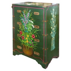 19th Century Green Painted Campaign Chest/Secretaire