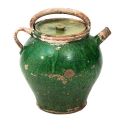 19th Century Green Painted French Confit Jug 19th Century Green Painted French Confit Jug