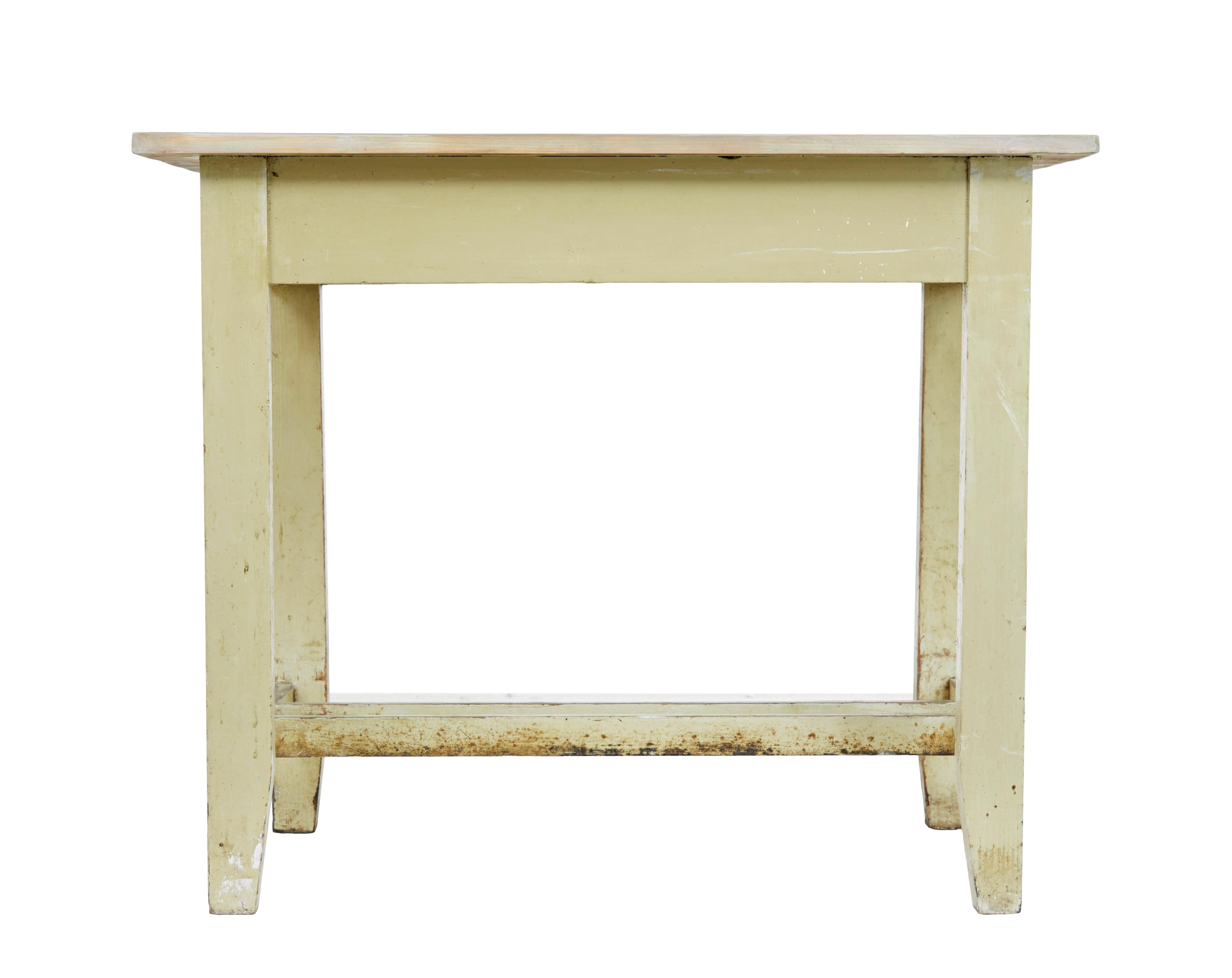 Hand-Crafted 19th century green painted Scandinavian side table For Sale