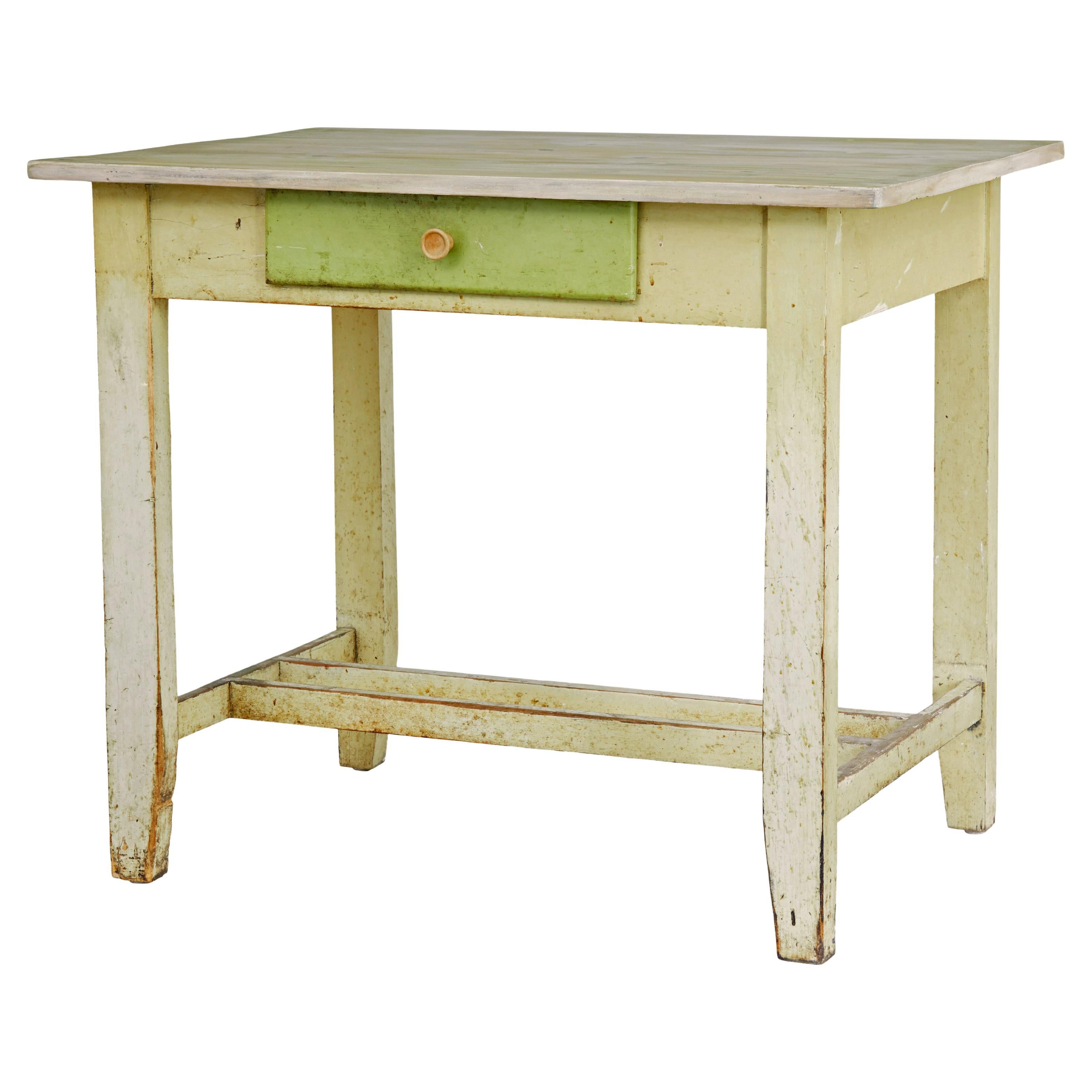 19th century green painted Scandinavian side table For Sale