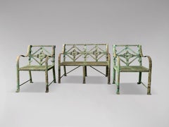 19th Century Green Painted Wrought Iron Child's Garden Suite